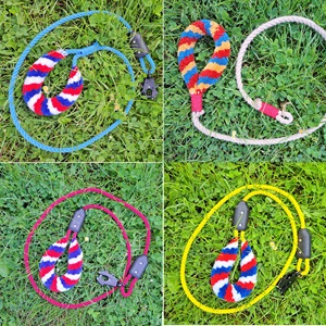 A quartet of Maypole Dog Leads, showing ropes in different colours.